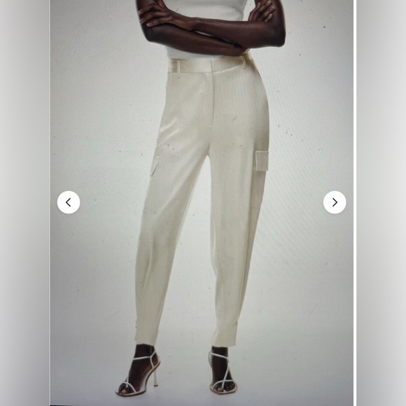 Aritzia Babaton Refined Satin Cargo Pant High-waist pant Matte Pearl size 4 - Picture 1 of 10